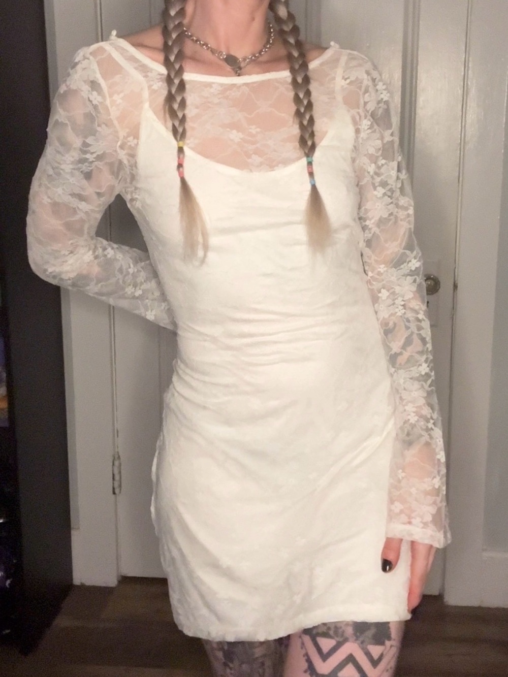 H&M Lace Long Sleeve Mini Dress
